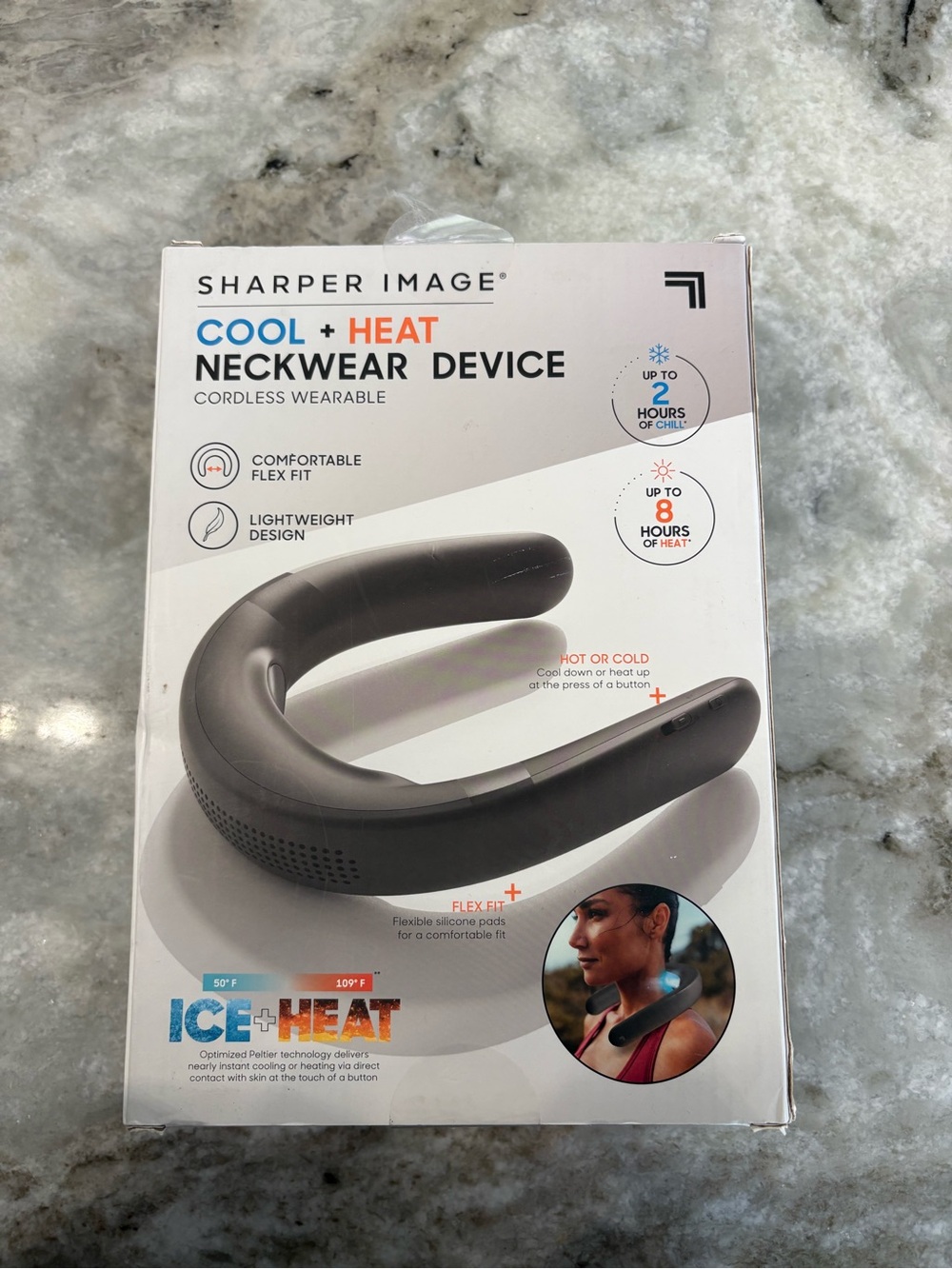 NWT Sharper Image Cool + Heat Neckwear Device - Black